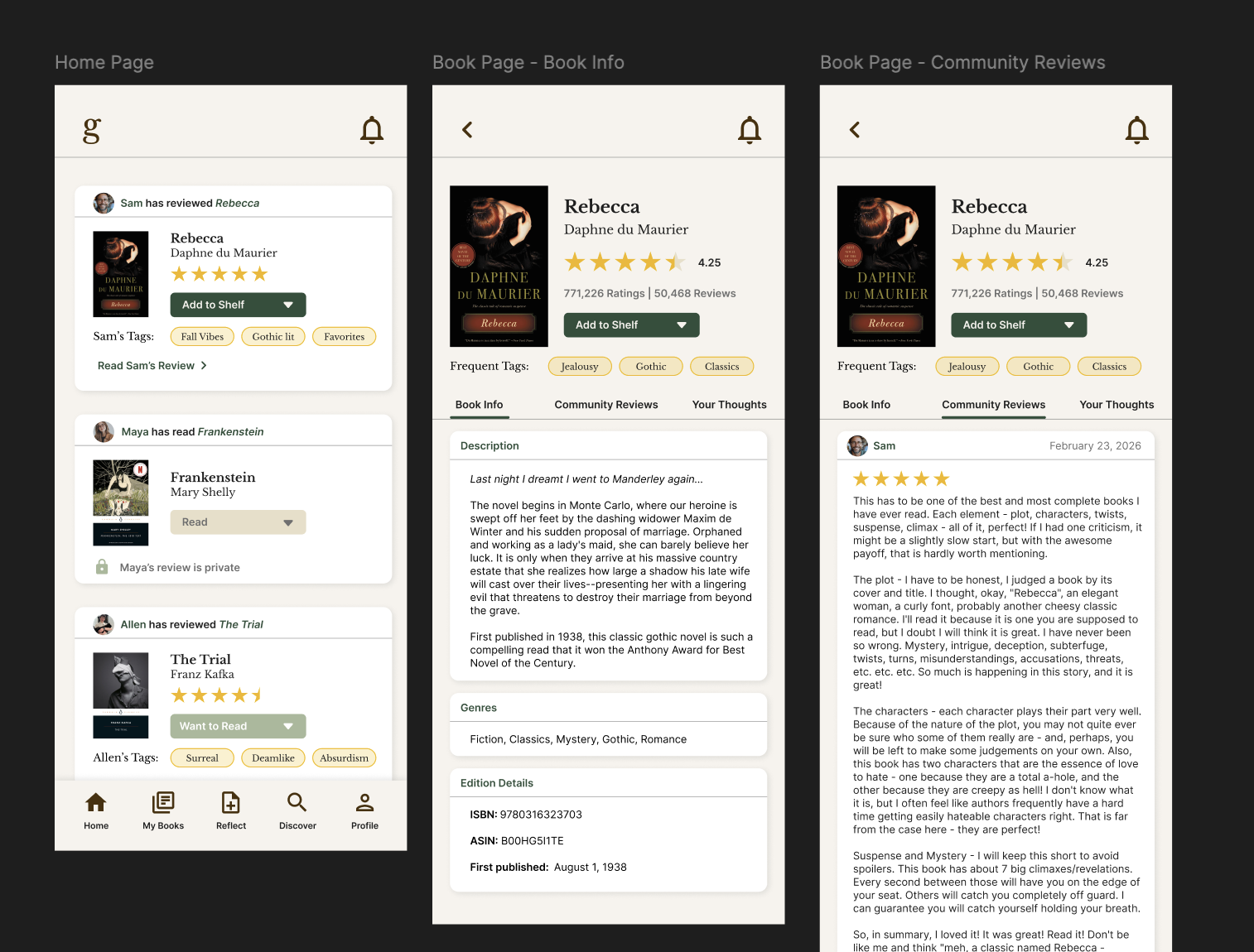 Goodreads redesign high-fidelity concepts 1